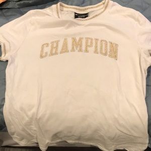 champion white gold outline shirt